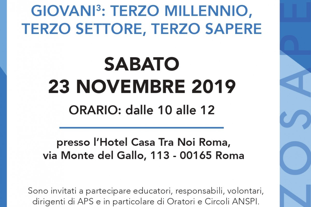 Giovani & Terzo Settore:  Convegno ANSPI a Roma il 23/11